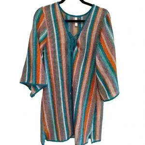 La Moda Striped Colorful Beach Swim Cover-Up Size L/XL
